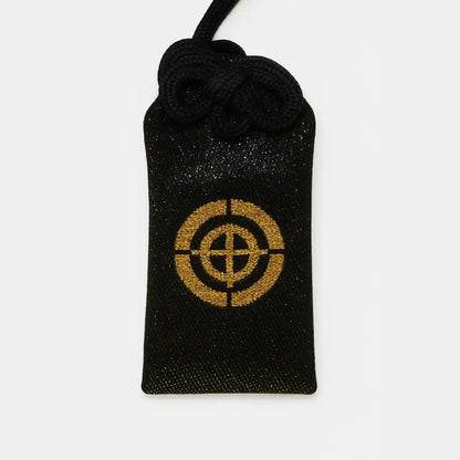 Front of all-purpose protection omamori (十一面守) from Hasedera Temple, black variant – Japanese charm for health, safety, and blessings
