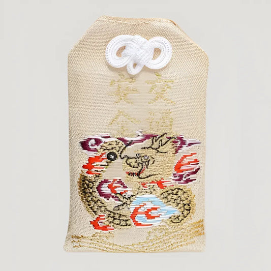 Front of safe travel omamori (交通安全守) from Senso-ji Temple, white variant – authentic Japanese omamori for travel and transportation protection
