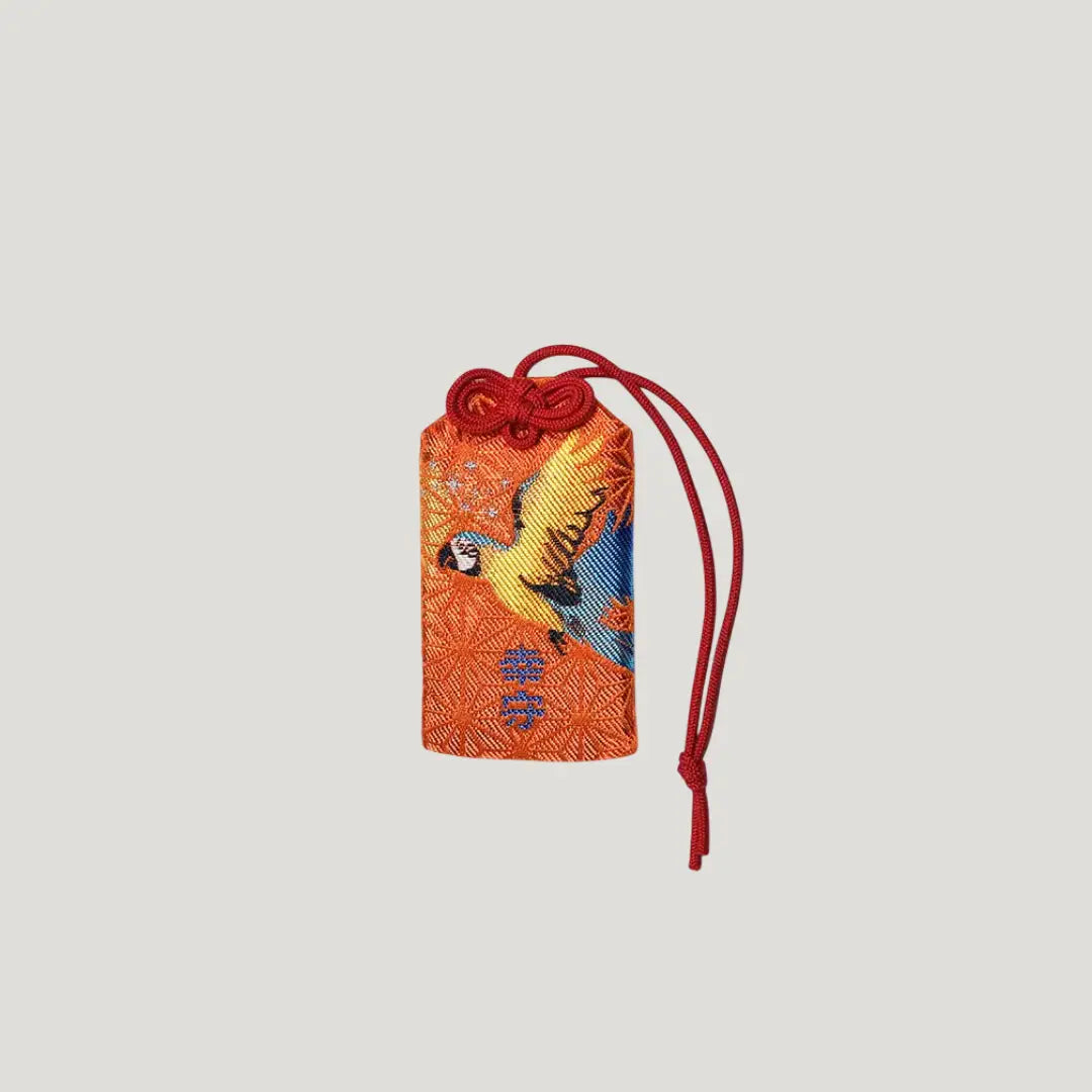 Good fortune omamori with bird motif from Byodoji Temple in Japan