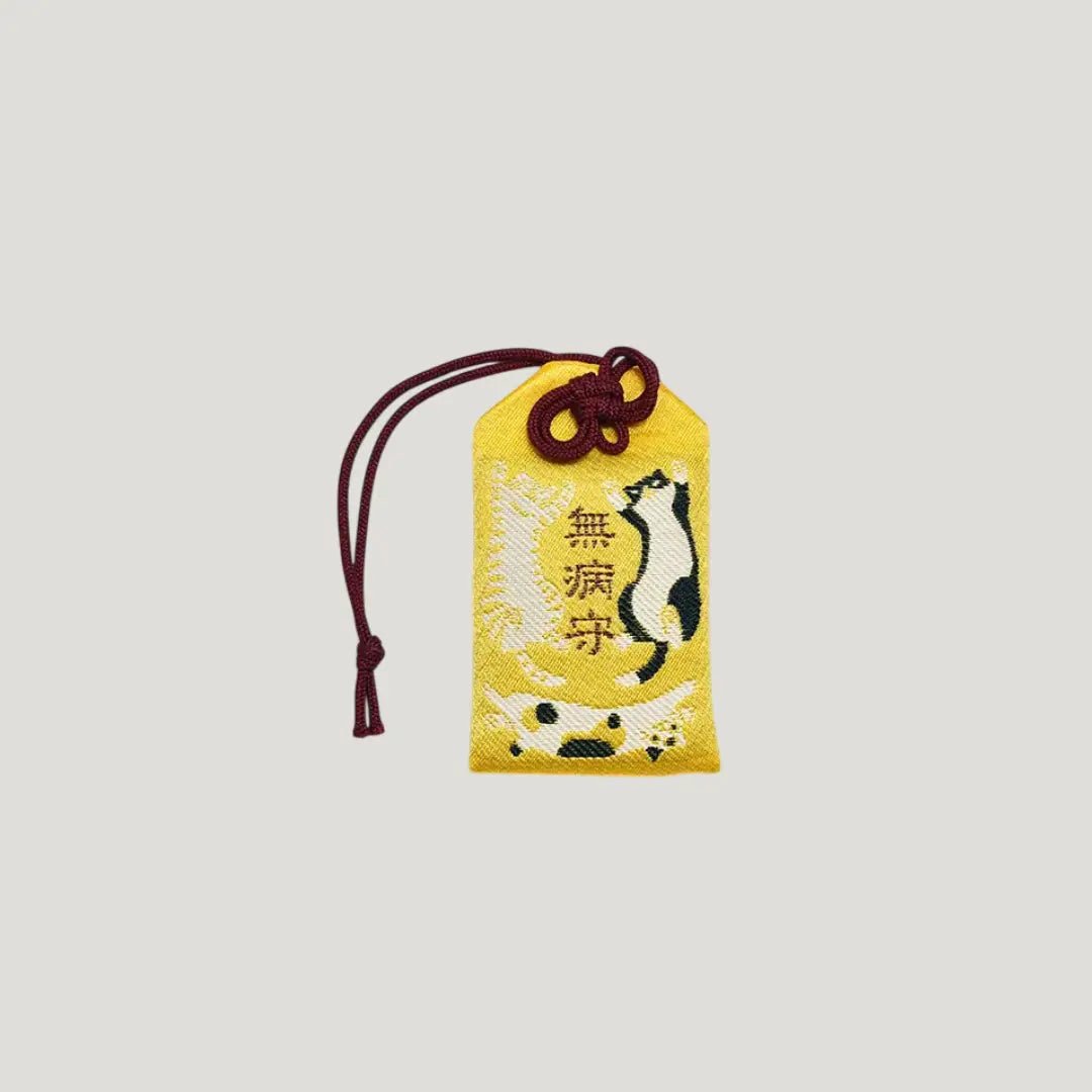 Health and recovery omamori with six lucky cat design from Byodoji Temple in Japan
