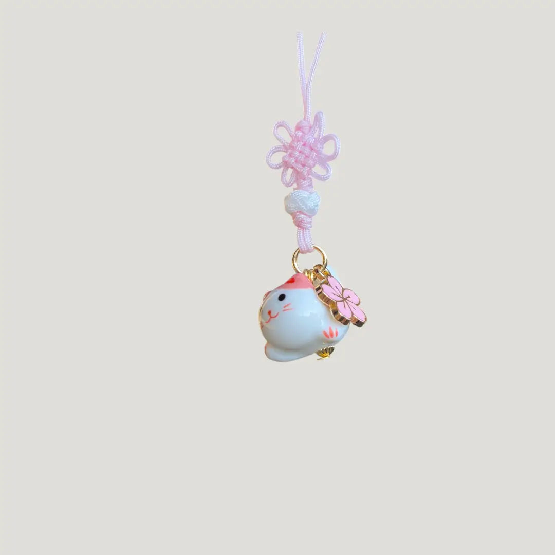 Pink Jumping Cat Good Fortune Omamori from Hikotakegu