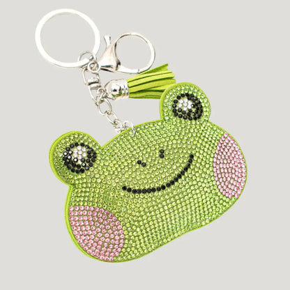 Lucky Frog Omamori (三福かえる守) alternate front – rhinestone frog Japanese omamori for luck and protection, Shirasaki Shrine