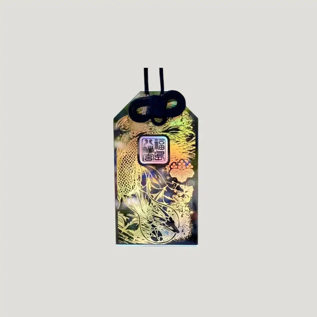 A design transparent winged dragon victory omamori from Fukushima Hachimangu
