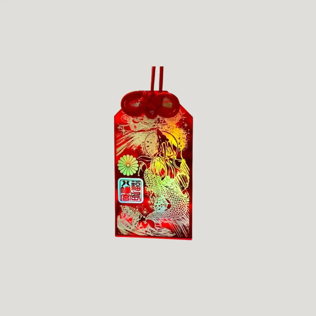Un design transparent winged dragon victory omamori from Fukushima Hachimangu